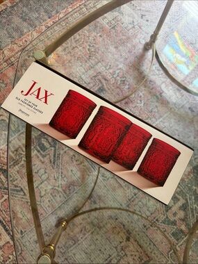 Jax Ruby Red Embossed Old-Fashioned Glasses - Set of 4